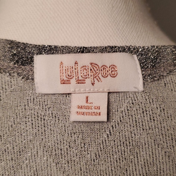 LuLaRoe Metallic Silver Lg Sarah Cardigan - Picture 4 of 5